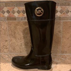 Brown tall Michale Kors rain boots size 10